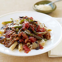Image of pasta with sausage and peppers