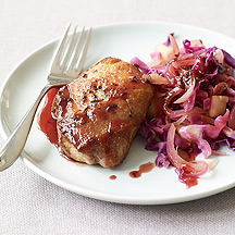 Image of  Cider-Glazed Pork Chops with Cabbage and Apples